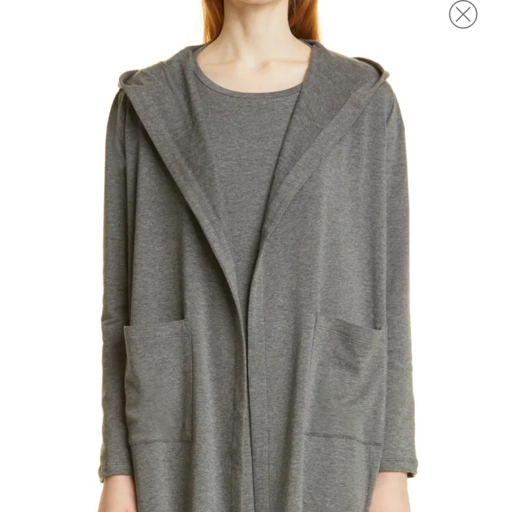 Eileen Fisher Open Front Hooded Cardigan